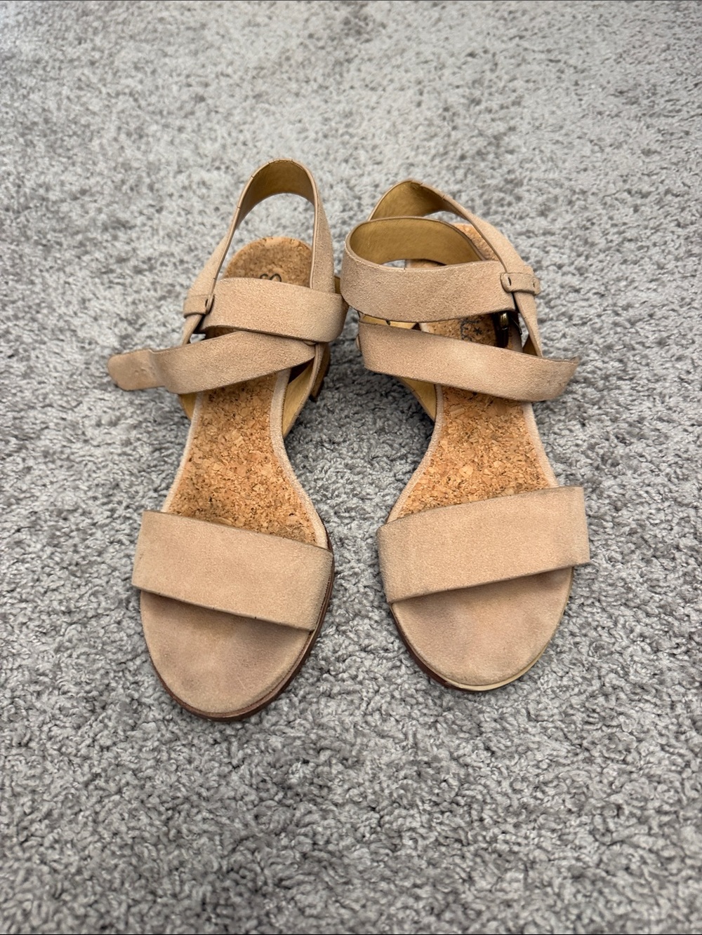 Splendid Tan Suede Crisscross Cork Footbed Sandals